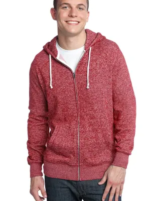 District Young Mens Marled Fleece Full Zip Hoodie  Mrld Deep Red