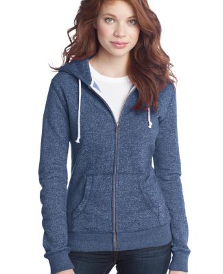 District Juniors Marled Fleece Full Zip Hoodie DT2 in Marled storm blue