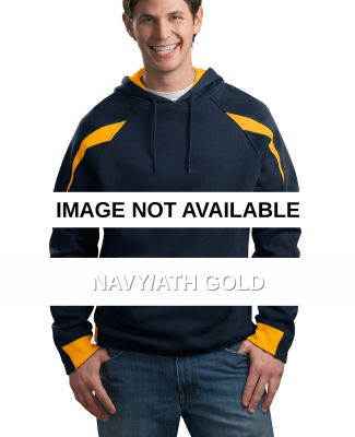 Sport Tek Color Spliced Pullover Hooded Sweatshirt Navy/Ath Gold