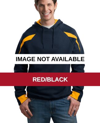 Sport Tek Color Spliced Pullover Hooded Sweatshirt Red/Black