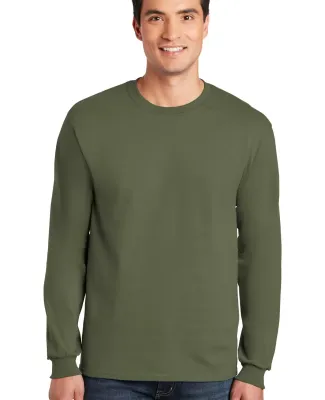 2400 Gildan Ultra Cotton Long Sleeve T Shirt  in Military green