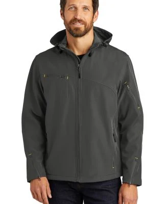 Port Authority Textured Hooded Soft Shell Jacket J in Charcoal