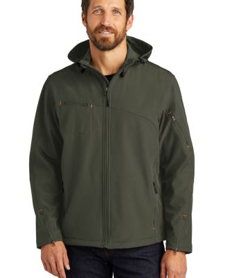 Port Authority Textured Hooded Soft Shell Jacket J in Mineral green
