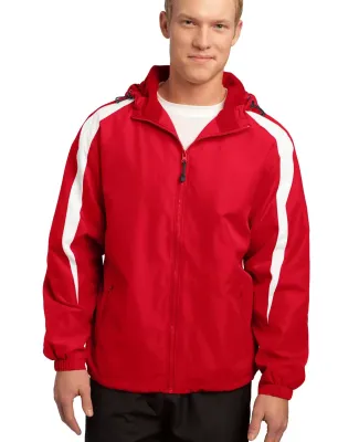 Sport Tek Fleece Lined Colorblock Jacket JST81 True Red/Wht