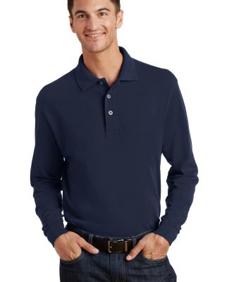 Port Authority Long Sleeve Pique Knit Polo K320 in Navy