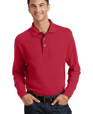 Port Authority Long Sleeve Pique Knit Polo K320 in Red