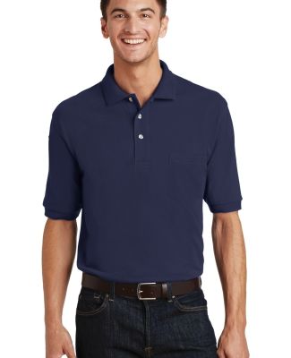 Port Authority Pique Knit Polo with Pocket K420P in Navy