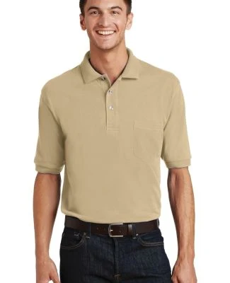 Port Authority Pique Knit Polo with Pocket K420P in Stone