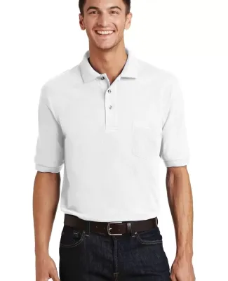 Port Authority Pique Knit Polo with Pocket K420P White