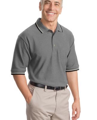 Port Authority Cool Mesh153 Polo with Tipping Stri in Oxford heather