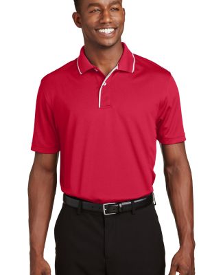 Sport Tek Dri Mesh Polo with Tipped Collar and Pip Red/White