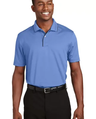 Sport Tek Dri Mesh Polo with Tipped Collar and Pip in Blueberry/navy
