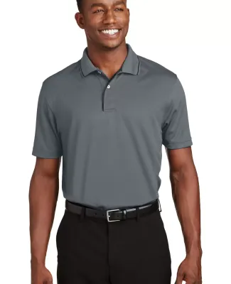 Sport Tek Dri Mesh Polo with Tipped Collar and Pip in Steel/black