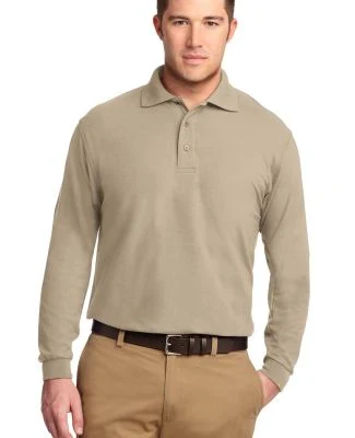 Port Authority Long Sleeve Silk Touch153 Polo K500 in Stone