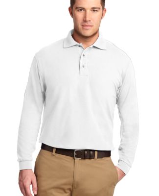 Port Authority Long Sleeve Silk Touch153 Polo K500 in White