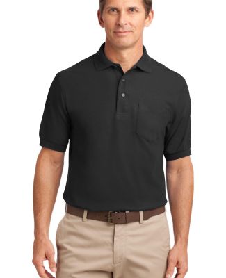 Port Authority Silk Touch153 Polo with Pocket K500 in Black