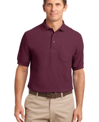Port Authority Silk Touch153 Polo with Pocket K500 in Burgundy