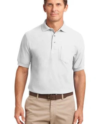 Port Authority Silk Touch153 Polo with Pocket K500 in White