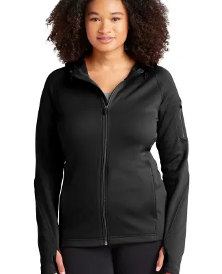 Sport Tek Ladies Tech Fleece Full Zip Hooded Jacke in Black