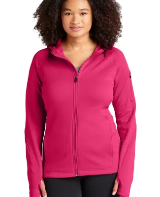 Sport Tek Ladies Tech Fleece Full Zip Hooded Jacke in Pink raspberry