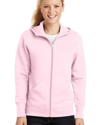 Sport Tek Ladies Full Zip Hooded Fleece Jacket L26 in Pink