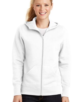 Sport Tek Ladies Full Zip Hooded Fleece Jacket L26 in White