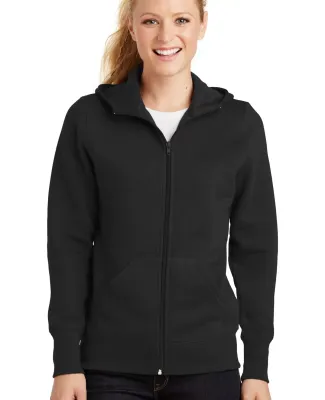 Sport Tek Ladies Full Zip Hooded Fleece Jacket L26 in Black
