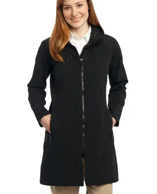 Port Authority Ladies Long Textured Hooded Soft Sh Black