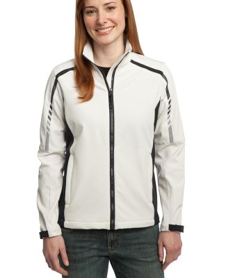 Port Authority Ladies Embark Soft Shell Jacket L30 in Sea salt wh/gy