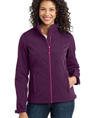 Port Authority Ladies Traverse Soft Shell Jacket L in Dp pur/pnk orc