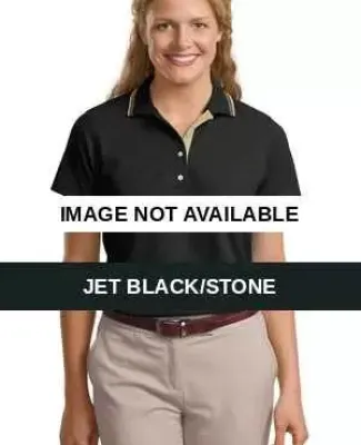 Port Authority Ladies Rapid Dry153 Polo with Contr Jet Black/Stone