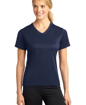 Sport Tek Dri Mesh Ladies V Neck T Shirt L468V Navy