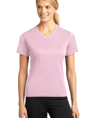 Sport Tek Dri Mesh Ladies V Neck T Shirt L468V Pink