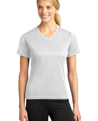 Sport Tek Dri Mesh Ladies V Neck T Shirt L468V White
