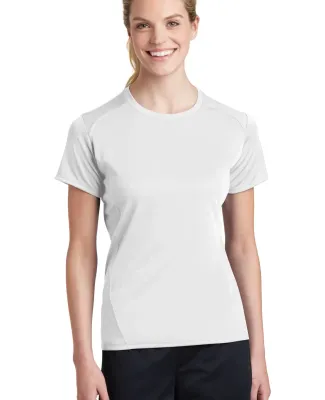 Sport Tek Ladies Dry Zone153 Raglan Accent T Shirt White