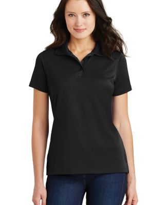 Port Authority Ladies Poly Bamboo Blend Pique Polo in Black