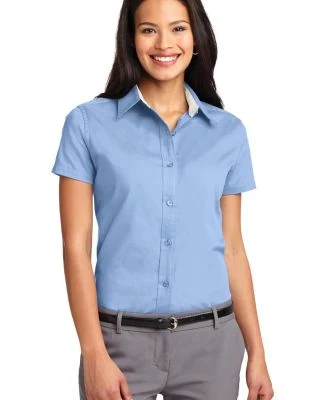 Port Authority Ladies Short Sleeve Easy Care Shirt in Lt blue/lt stn