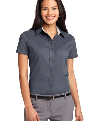 Port Authority Ladies Short Sleeve Easy Care Shirt in Steel grey
