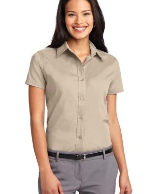Port Authority Ladies Short Sleeve Easy Care Shirt in Stone