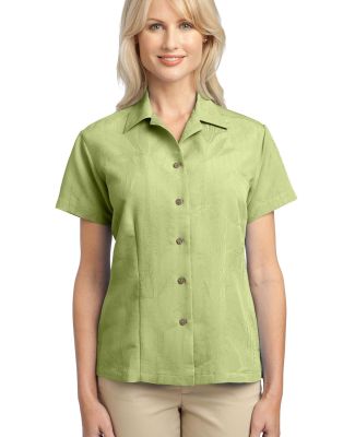 Port Authority Ladies Patterned Easy Care Camp Shi in Whisper green