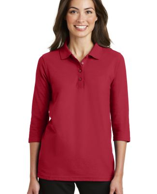 Port Authority Ladies Silk Touch153 34 Sleeve Polo in Red