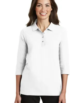 Port Authority Ladies Silk Touch153 34 Sleeve Polo White