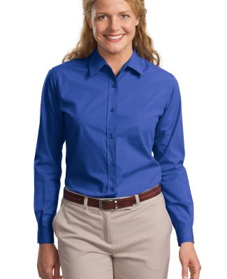 Port Authority Ladies Long Sleeve Easy Care  Soil  in Faded blue