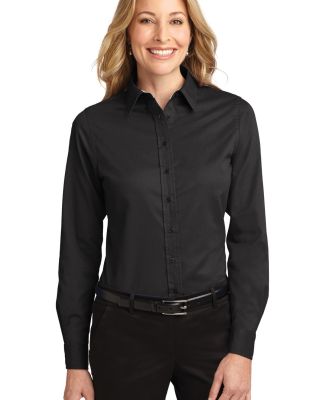 Port Authority Ladies Long Sleeve Easy Care Shirt  in Black/lt stone