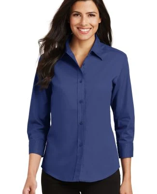 Port Authority Ladies 34 Sleeve Easy Care Shirt L6 in Med. blue