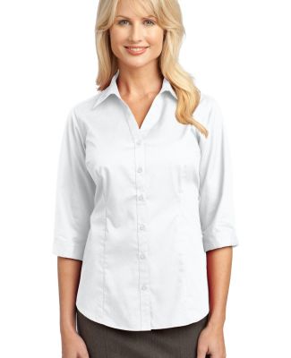 IMPROVED Port Authority Ladies 34 Sleeve Blouse L6 in White
