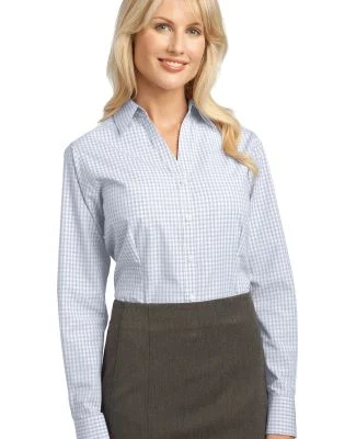 Port Authority Ladies Plaid Pattern Easy Care Shir in White