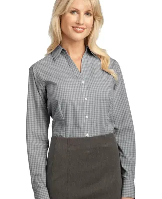 Port Authority Ladies Plaid Pattern Easy Care Shir Charcoal