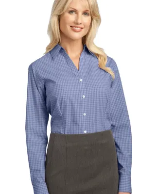 Port Authority Ladies Plaid Pattern Easy Care Shir Navy