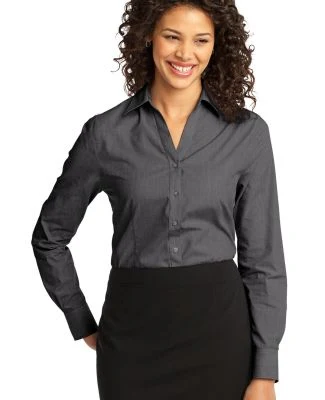 Port Authority Ladies Crosshatch Easy Care Shirt L in Soft black